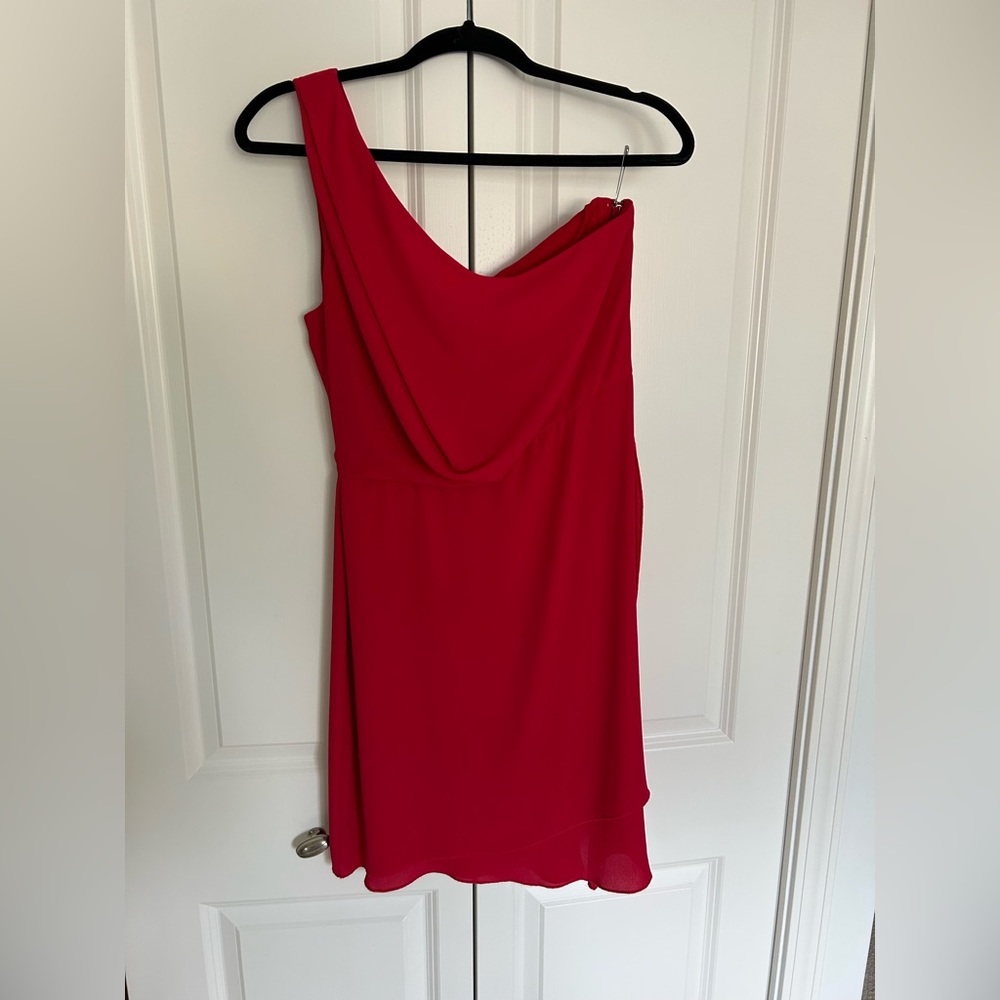 BCBGMaxAzria- “Somara” One Shoulder Dress in RioRed - Picture 3 of 7
